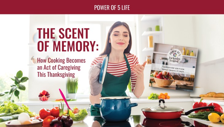 woman in the kitchen cooking in a blog post about the scent of memory when cooking
