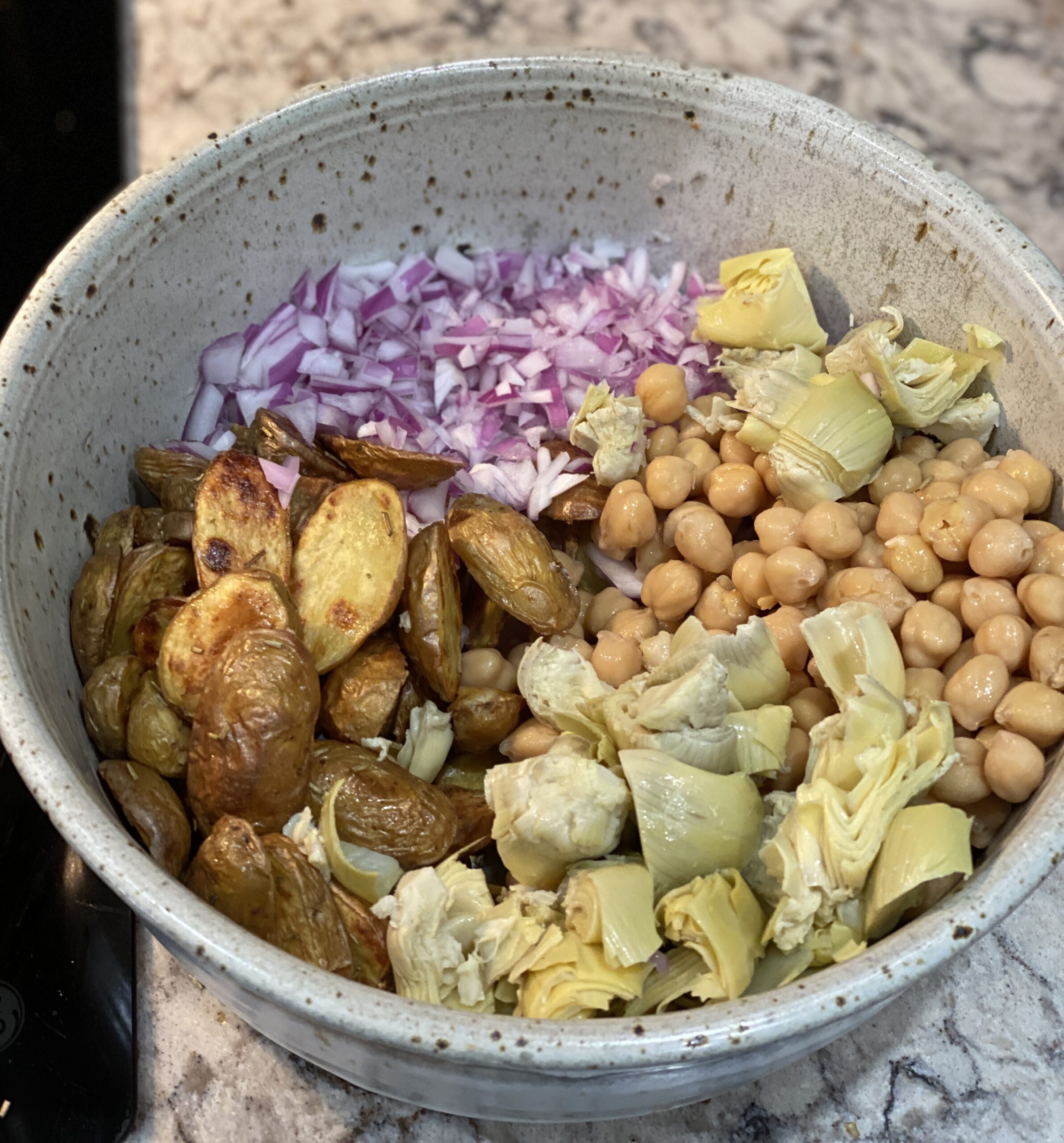 baby potato, chickpea & vegetable salad