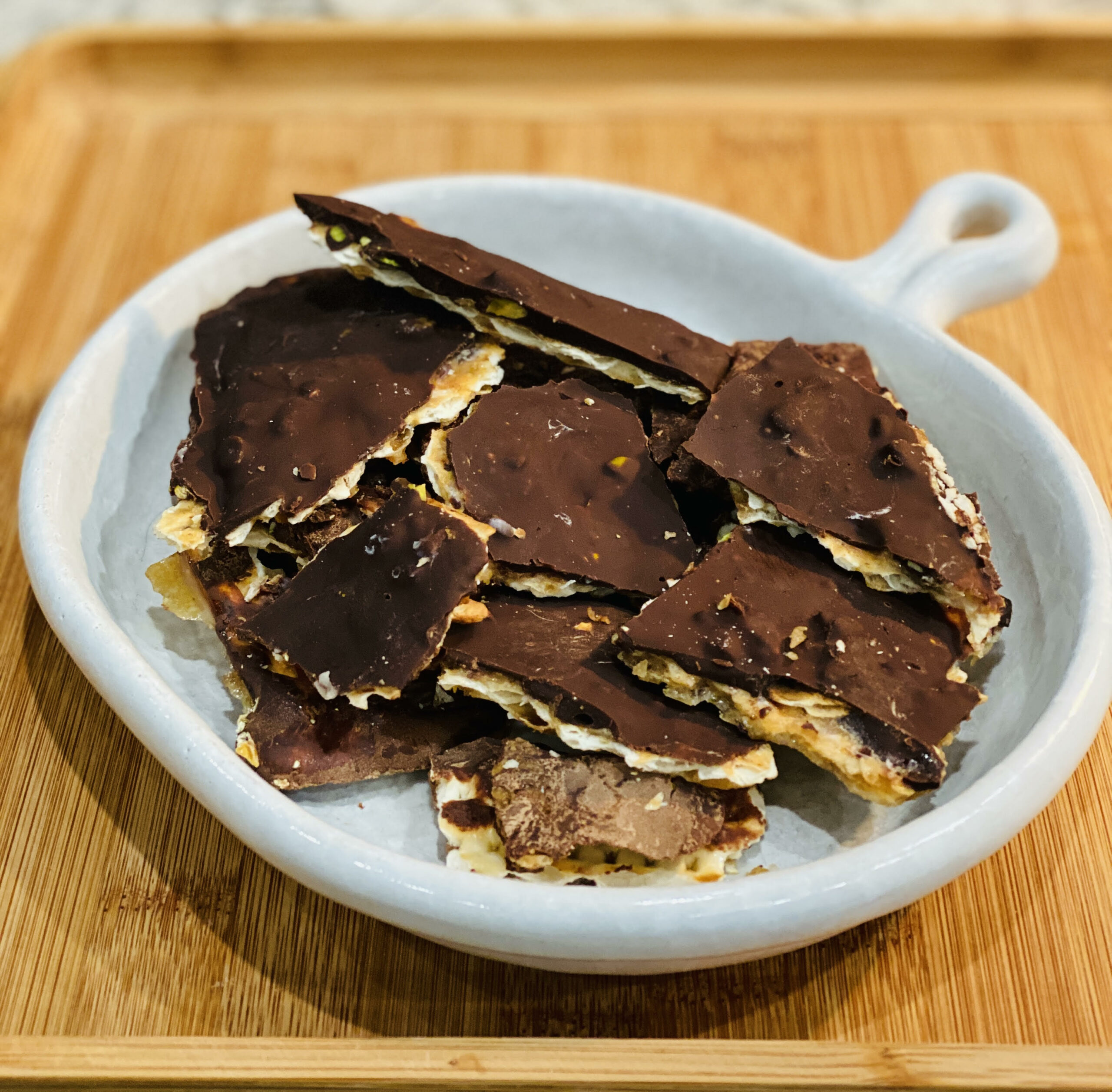 dark chocolate toffee matzo