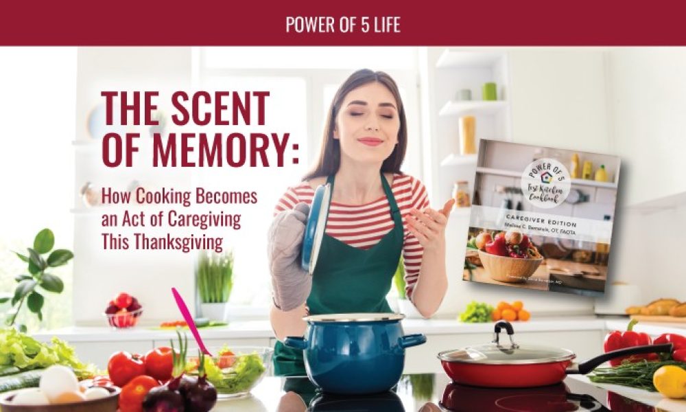 woman in the kitchen cooking in a blog post about the scent of memory when cooking