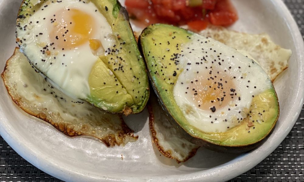 eggs baked in half avocado