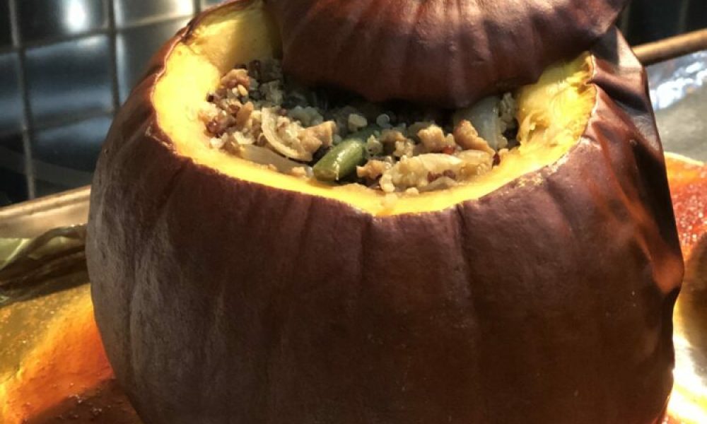 Halloween dinner in a pumpkin