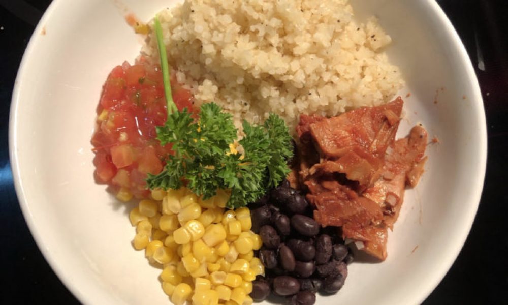 jackfruit bowl with cauliflower rice