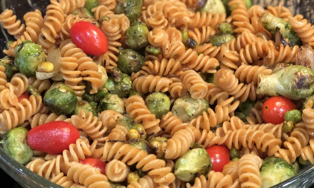 red lentil rotini pasta vegetable salad