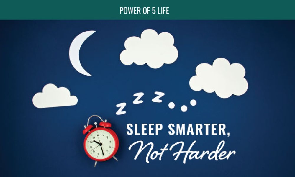 an illustration of clouds, a moon, and an alarm clock for a blog about sleeping smarter