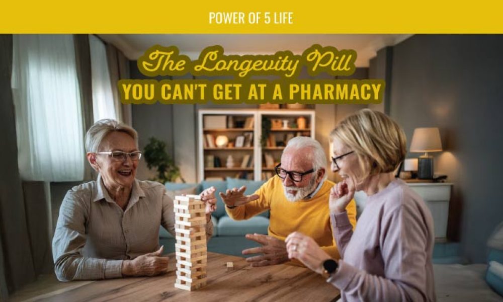 group of friends playing a game in a blog post about social fitness, the longevity pill