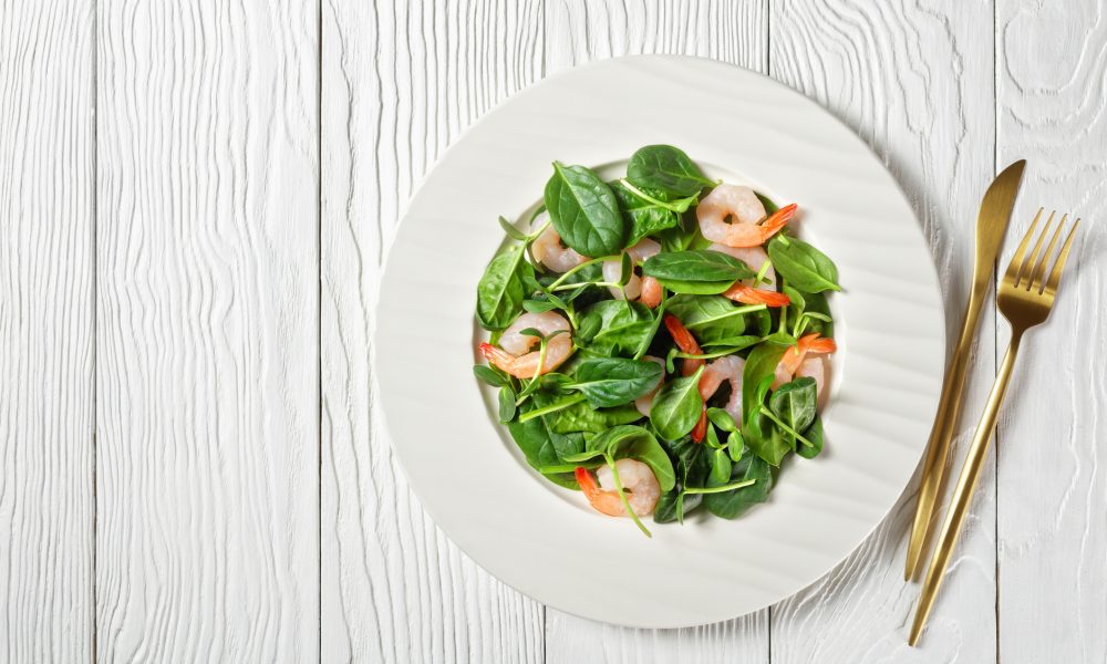 spinach Catalan with shrimp