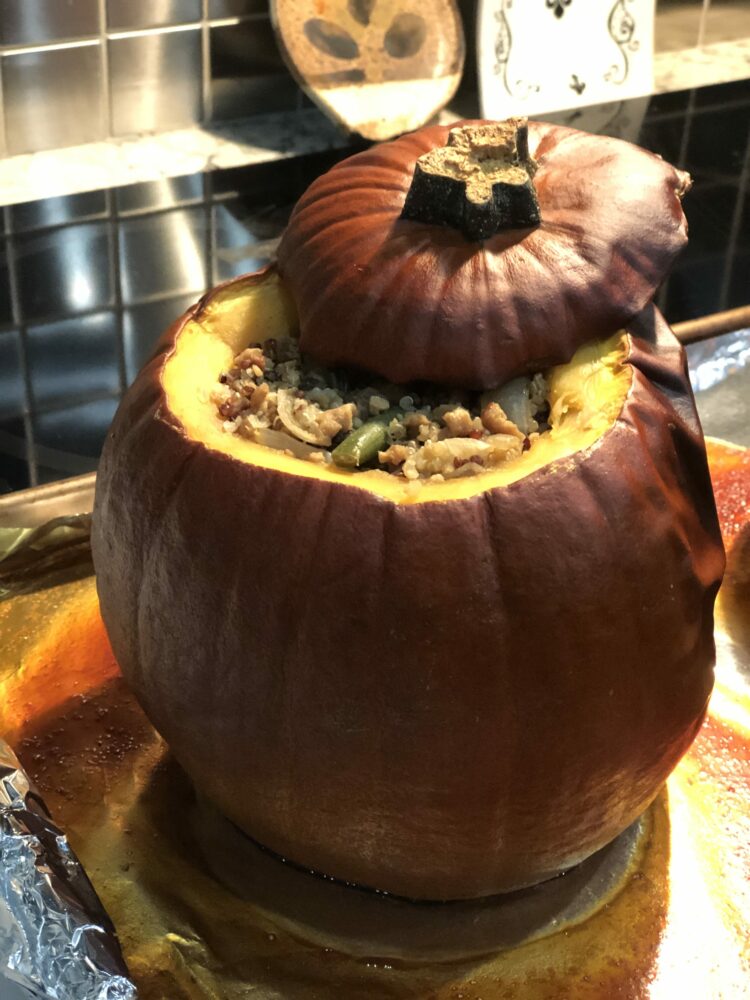 Halloween dinner in a pumpkin
