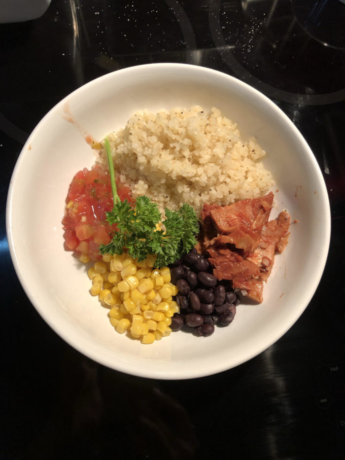 jackfruit bowl with cauliflower rice