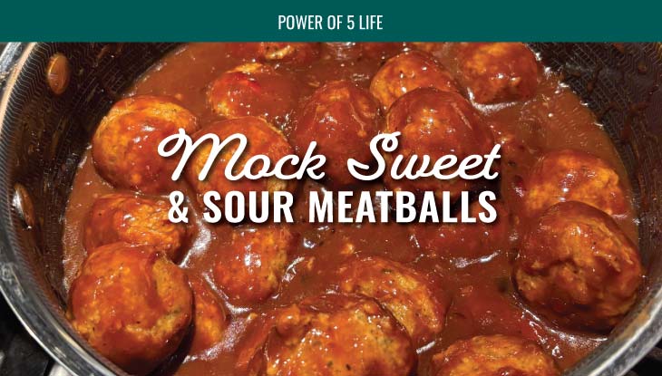photo of mock sweet and sour meatballs - a vegan recipe by Melissa Bernstein