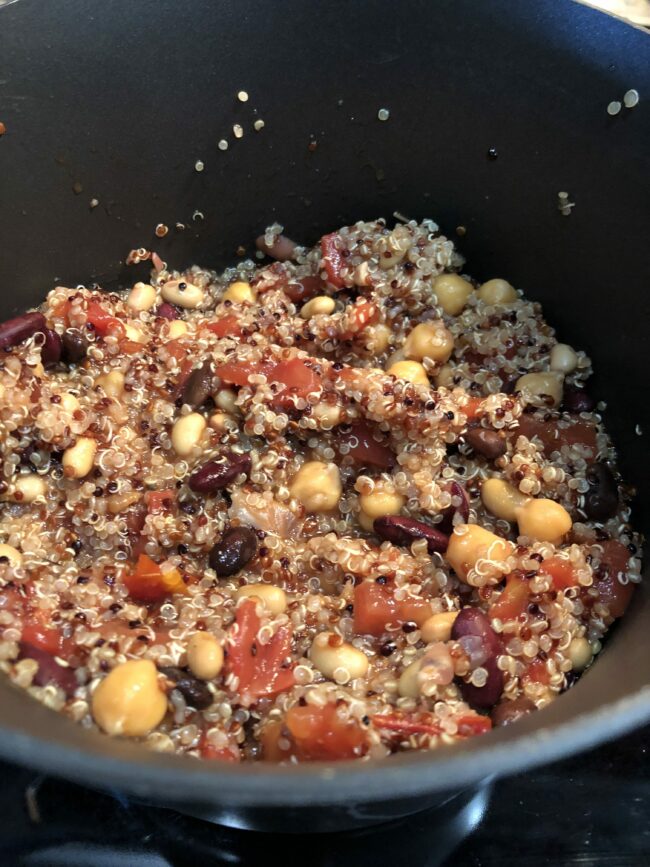 quinoa with diced tomatoes and beans