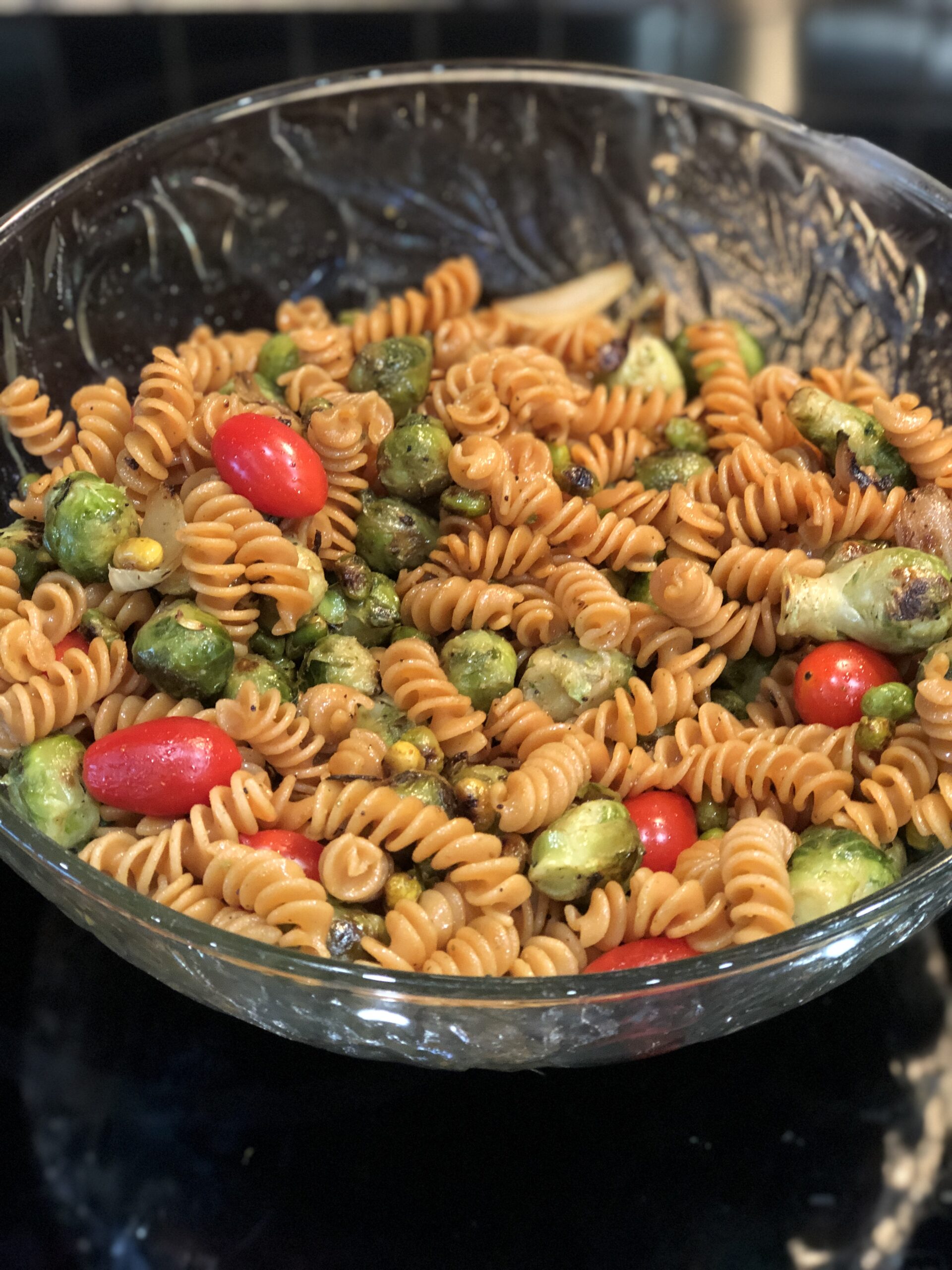 red lentil rotini pasta vegetable salad