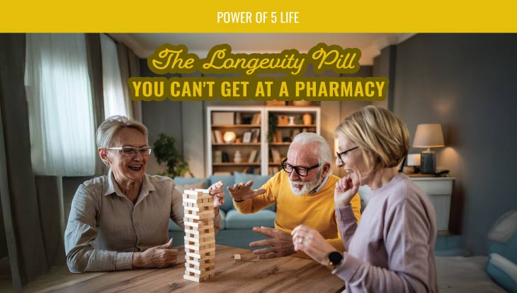 group of friends playing a game in a blog post about social fitness, the longevity pill