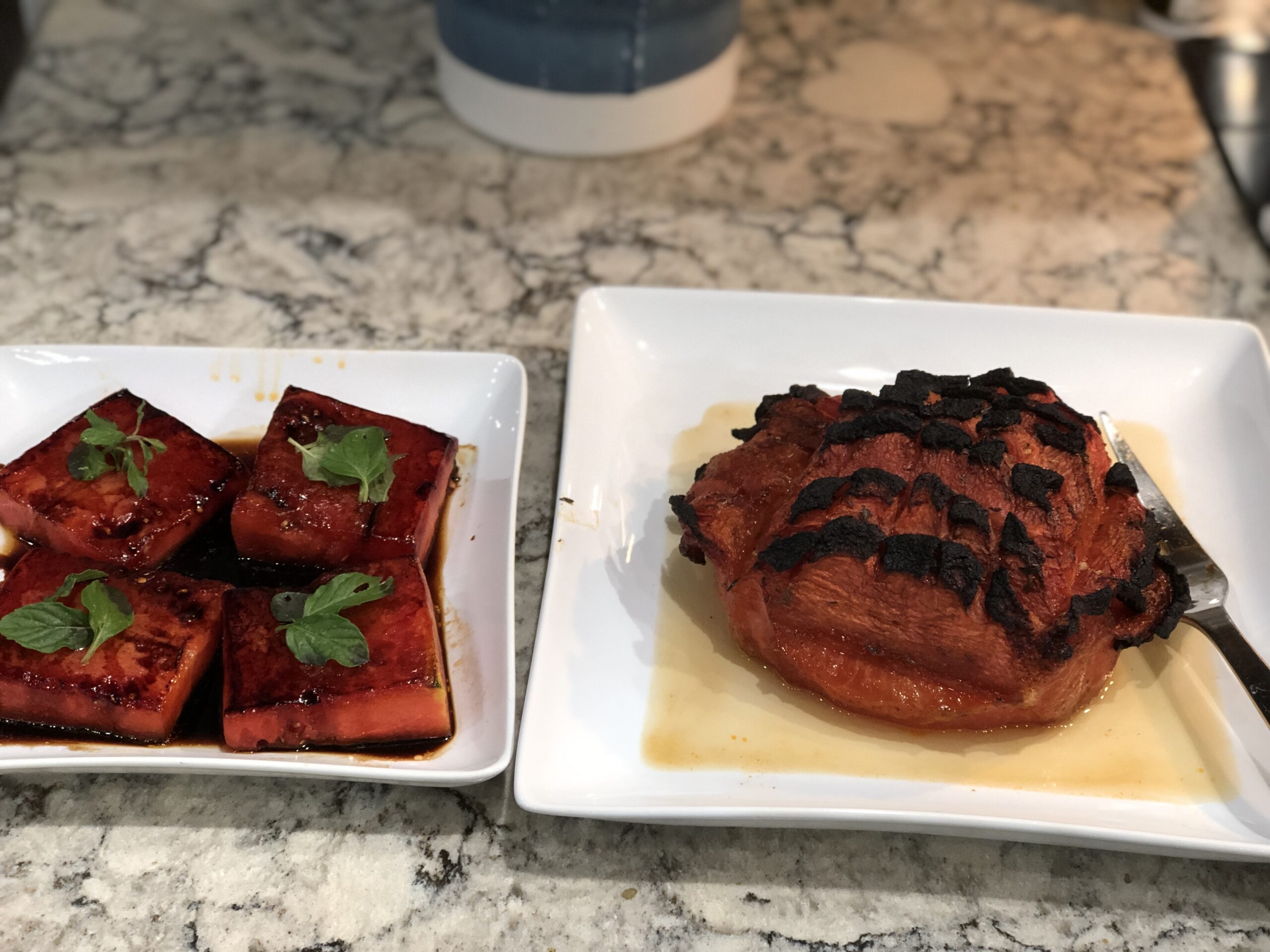 summer salad with roasted watermelon