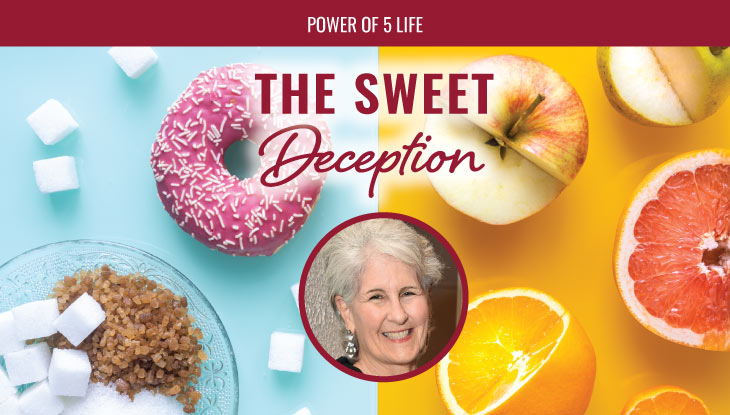 blog post about sugar - the sweet deception - showing donuts and fruit